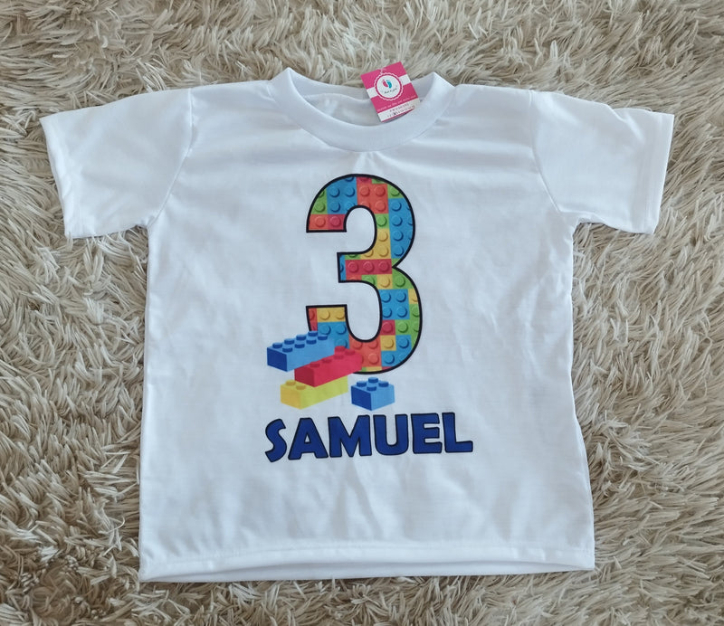 Camiseta lego personalizada manga curta infantil