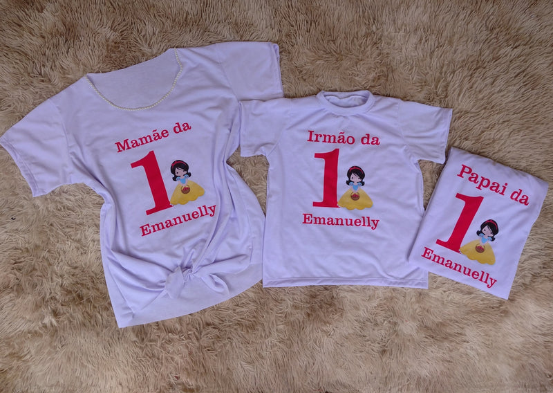 Kit 3 Camisetas Personalizadas Branca de Neve