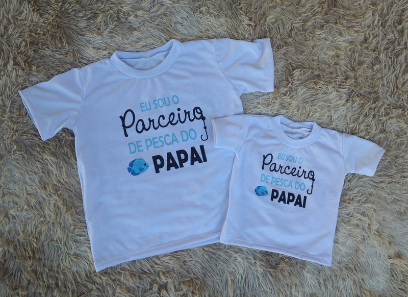 Kit camiseta Pai e Filho Parceiro de Pesca