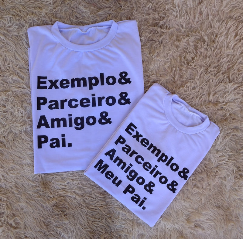 Kit 2 Camiseta Personalizada Exemplo & Parceiro & Amigo & Pai