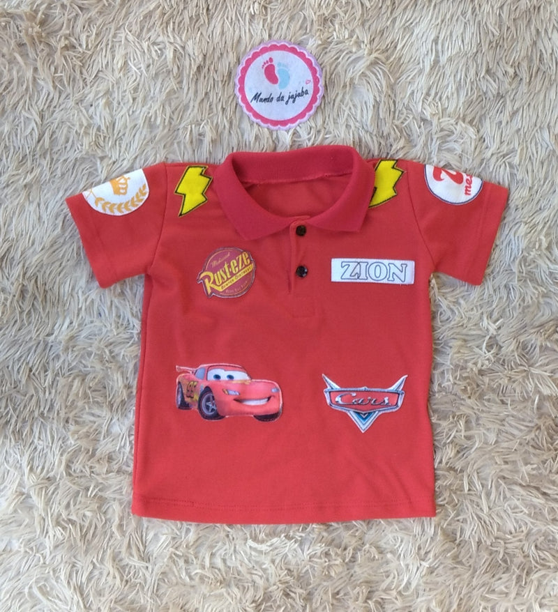 Camiseta Polo Carros com estampa nas costas Infantil