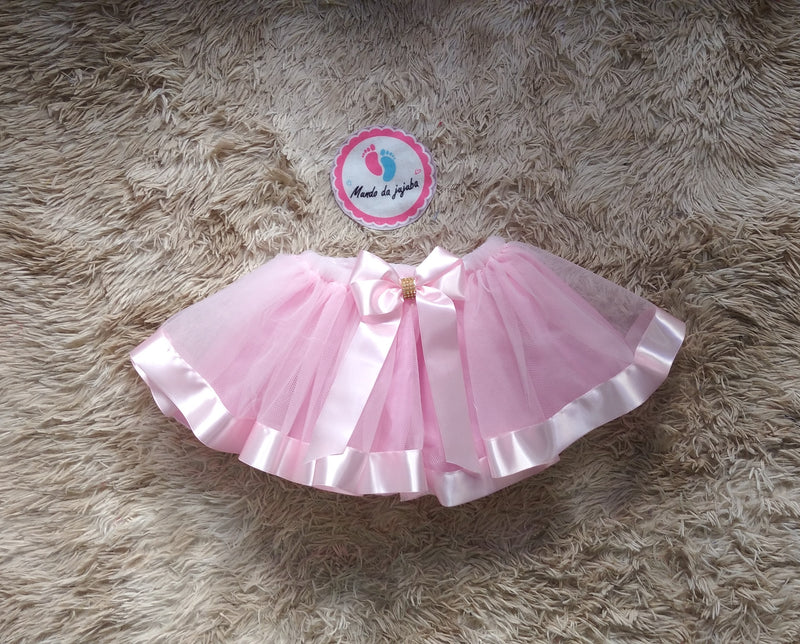 Saia de Tule Infantil Rosa Bebe