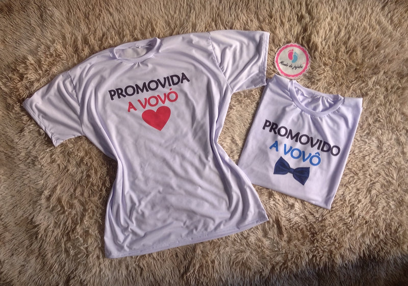 Kit 2 camisetas Personalizados Promovido a Vovó e Vovô