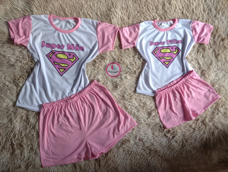 Pijama Mãe e Filha Personalizado Super Girl