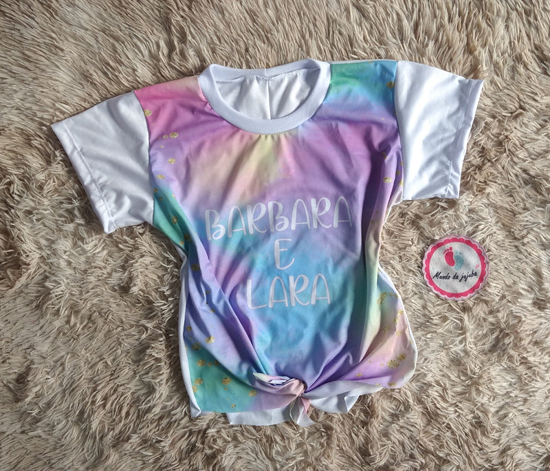 Camiseta Personalizada Rainbow Cores Pasteis