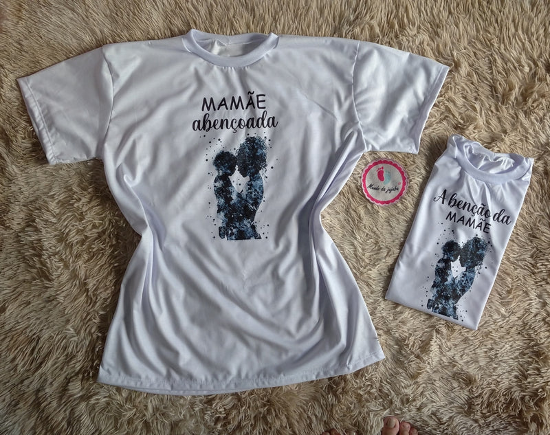 Kit 2 camisetas Personalizadas Mamãe abençoada