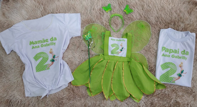 Kit 2 Camisetas Personalizadas + Jardineira Sininho