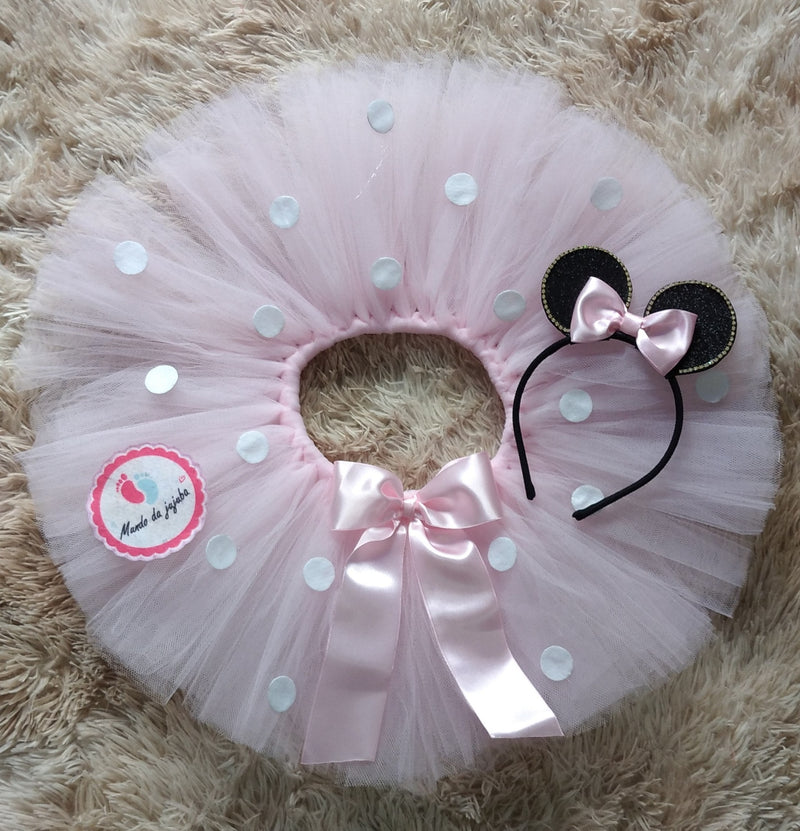 Saia de Tule Minnie + Tiara Infantil