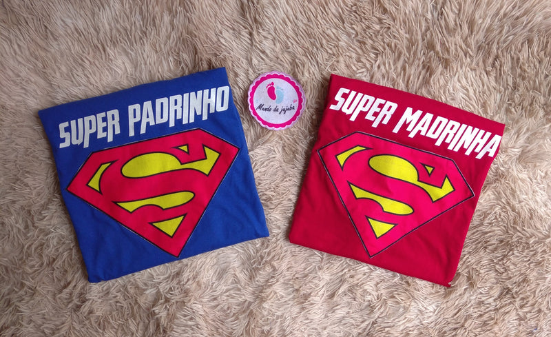 Kit 2 camisetas Personalizada Adulto Super Madrinha e Super Padrinho