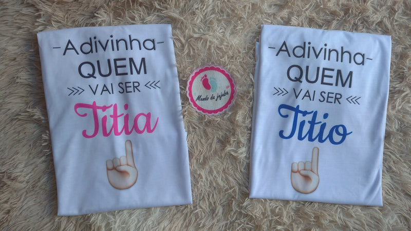 Kit 2 Camisetas Personalizadas Adivinha Quem vai ser TITIO(A)