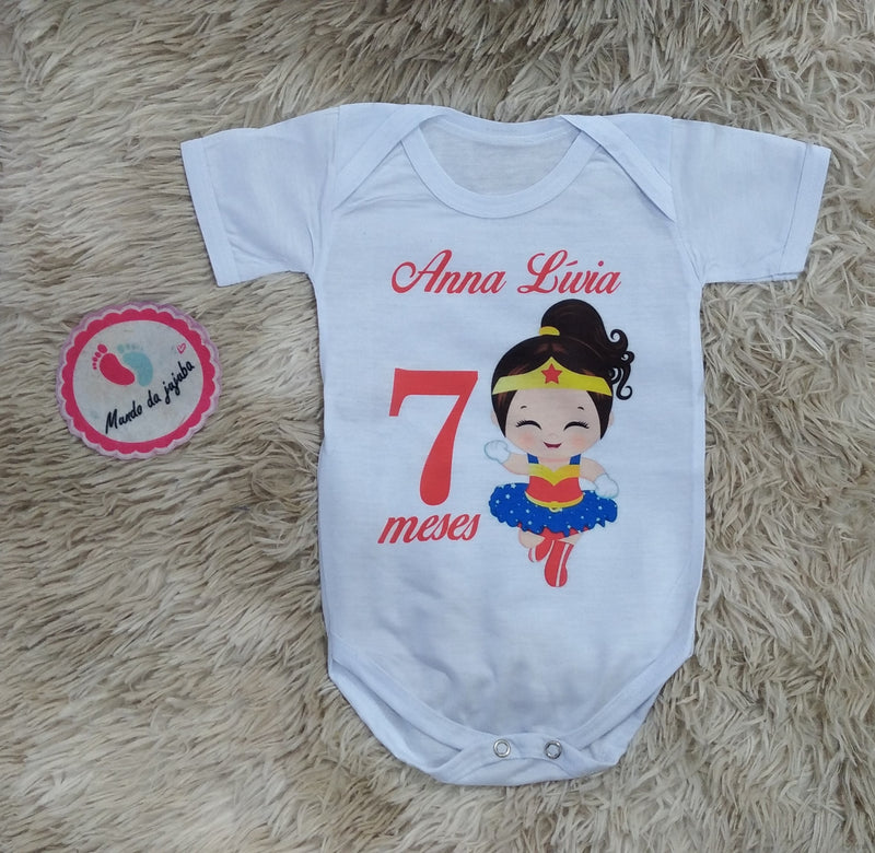 Body Personalizado Mesversário Mulher Maravilha