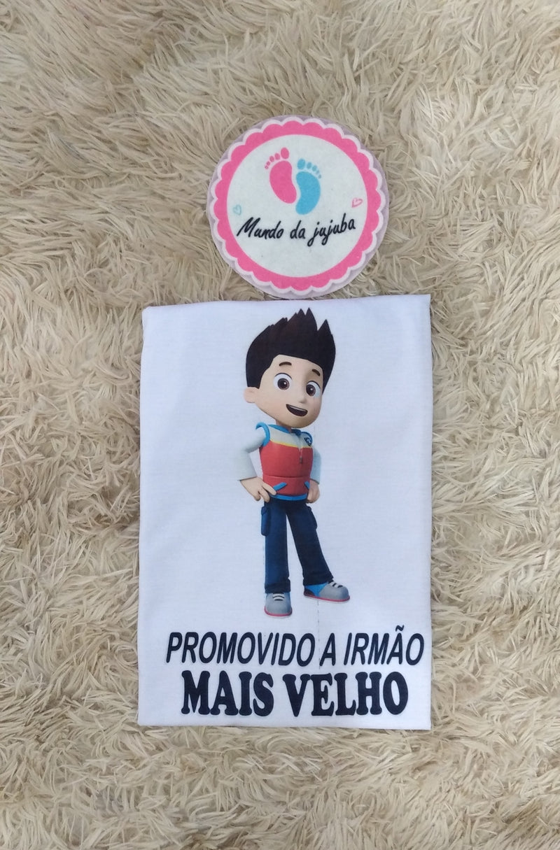 Camiseta Personalizado Patrulha Canina "Promovido a Irmão mais Velho"