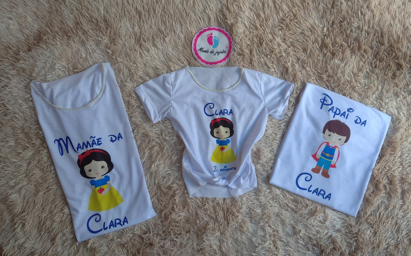 Kit 3 Camisetas Personalizadas Branca de Neve