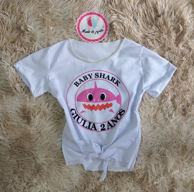 Camiseta Personalizada de amarrar Baby Shark Infantil