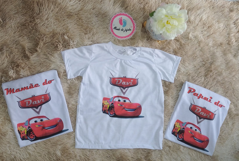 Kit Família 3 Camisetas Personalizadas Carros