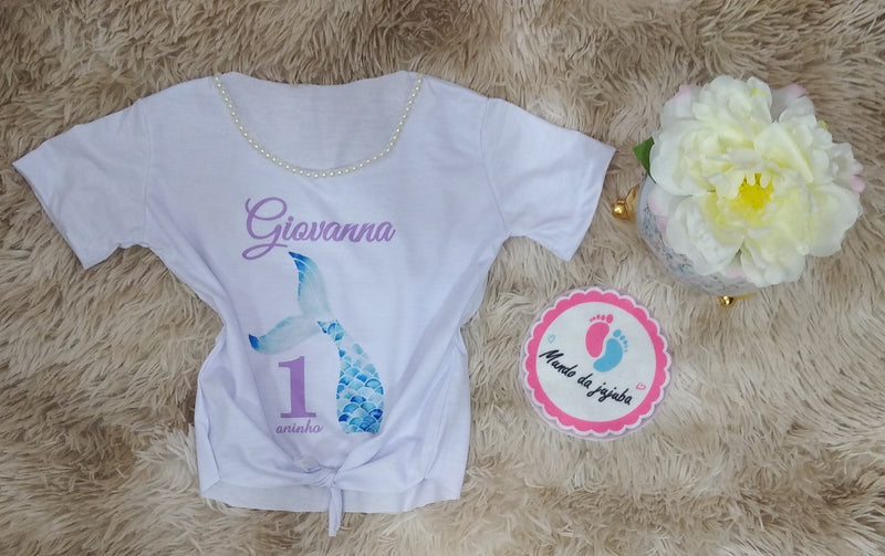 Camiseta Personalizadas Pequena Sereia Infantil