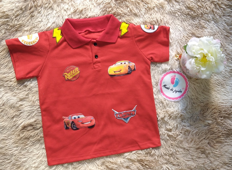 Camiseta Polo Personalizada Carros  Infantil